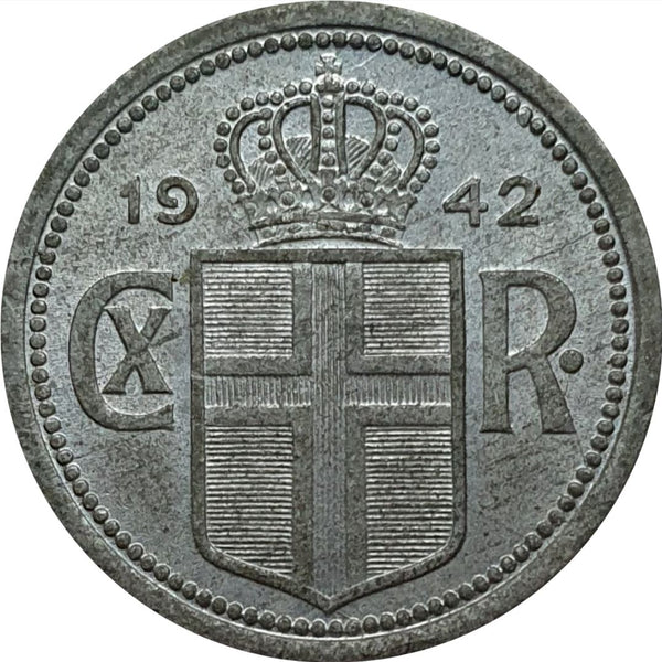 Iceland Coin Icelander 25 Aurar | Christian X | KM2a | 1942