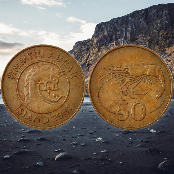 Iceland Coin Icelander 50 Aurar | Giant Bergrisi | Shrimp | KM26 | 1981