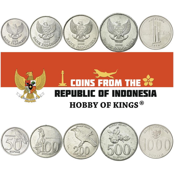 Indonesia | 5 Coin Set | 50 100 200 500 1000 Rupiah | 1999 - 2010
