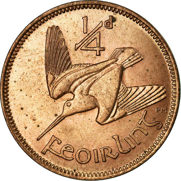 Ireland Coin Irish 1 Feoirling | Woodcock Bird | Celtic Harp | KM9 | 1939 - 1966