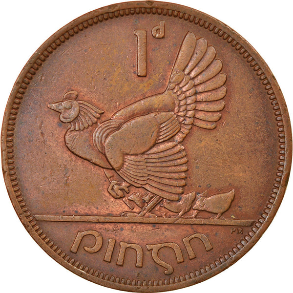 Ireland Coin Irish 1 Pingin | Harp | Hen | Chick | KM11 | 1938 - 1968