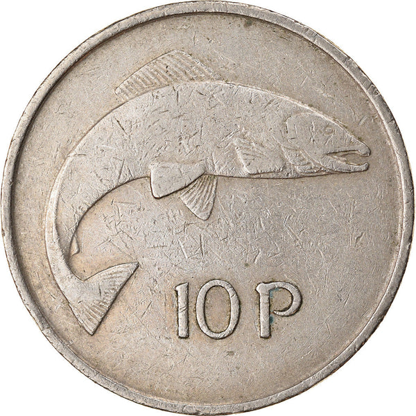 Ireland Coin Irish 10 Pence | Harp | Atlantic Salmon | KM23 | 1969 - 1986