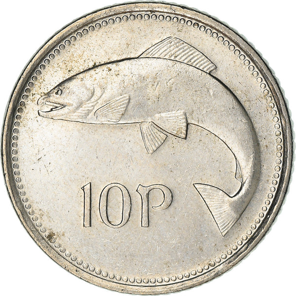 Ireland Coin Irish 10 Pence | Harp | Salmon | KM29 | 1993 - 2000