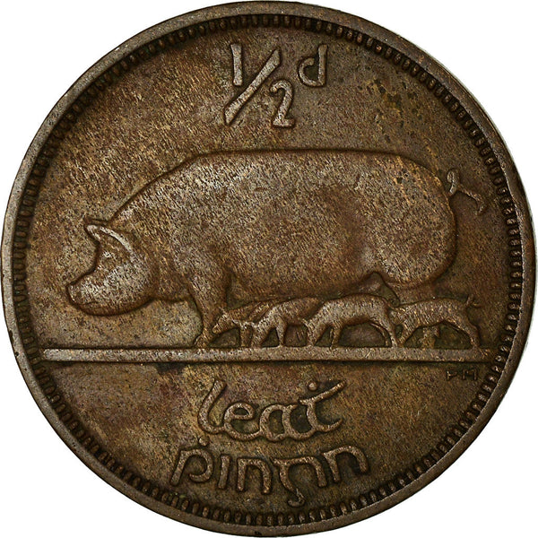 Ireland Coin Irish ½ Pingin | Swine | Celtic Harp | KM2 | 1928 - 1937