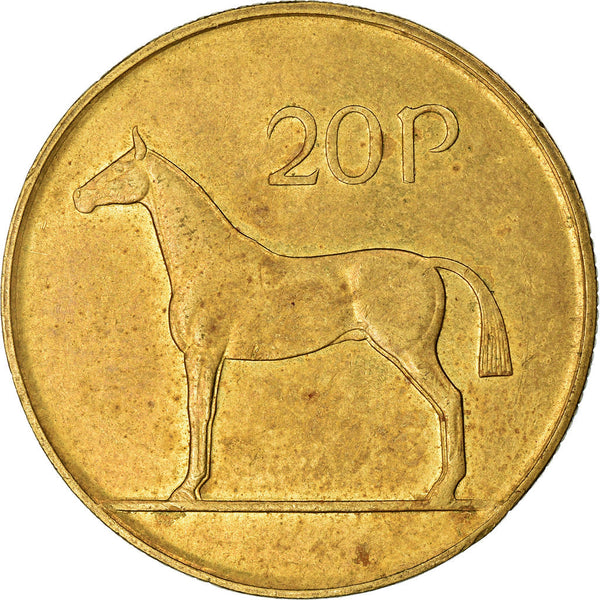 Ireland Coin Irish 20 Pence | Harp | Hunting Horse | KM25 | 1985 - 2000