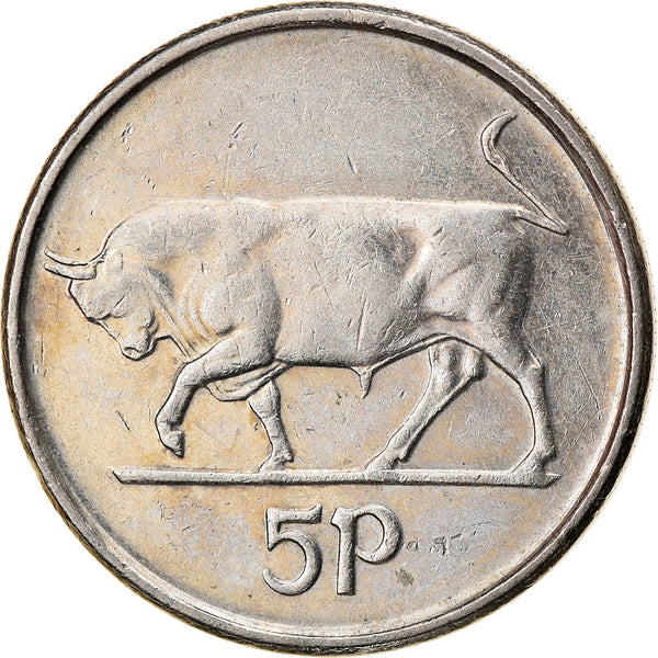 Ireland Coin Irish 5 Pence | Harp | Bull | KM28 | 1992 - 2000