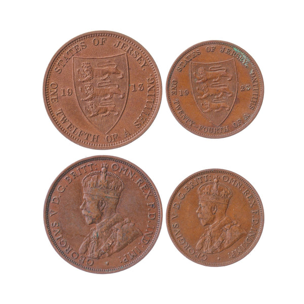 Islander 2 Coin Set 1/12 1/24 Shilling | George V | Shield | Jersey | 1911 - 1923