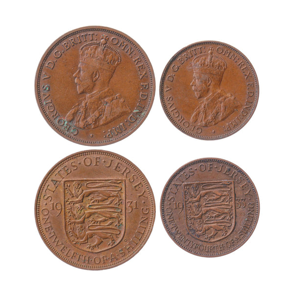 Islander 2 Coin Set 1/24 1/12 Shilling | George V | Shield | Jersey | 1931 - 1935