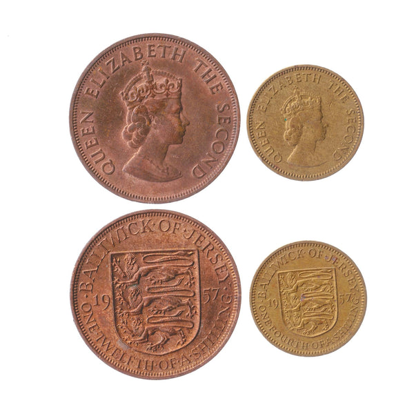 Islander 2 Coin Set ¼ 1/12 Shilling | Elizabeth II | Shield | Jersey | 1957 - 1960