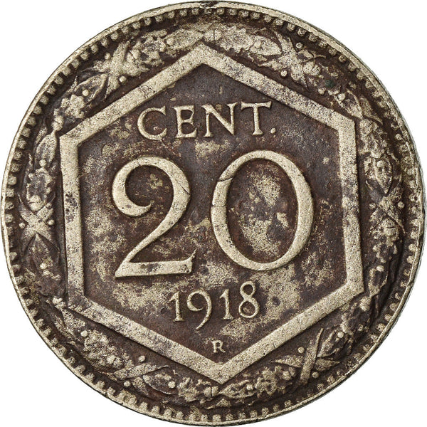 Italy Coin 20 Centesimi - Vittorio Emanuele III | Savoy Shield | Oak Branch | KM58 | 1918 - 1920