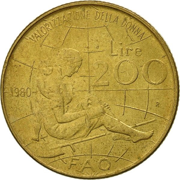 Italy Coin 200 Lire FAO | Maria Montessori | Book | KM107 | 1980