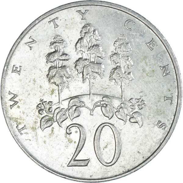 Jamaica Coin | 20 Cents Coin | Mahoe Tree | KM48 | 1969 - 1990