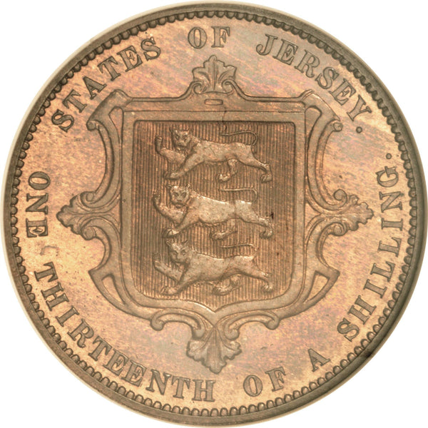 Jersey 1/13 Shilling Coin | Queen Victoria | Shield | KM5 | 1866 - 1871