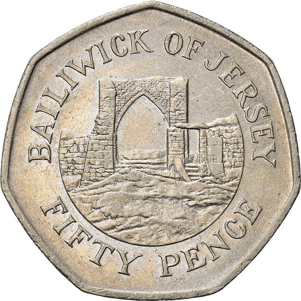 Jersey 50 Pence Coin | Queen Elizabeth II | Grosnez Castle | KM58.2 | 1997