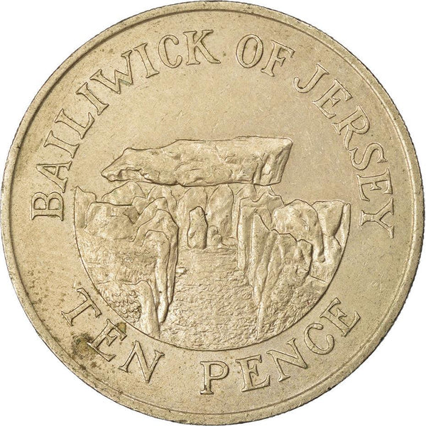 Jersey Coin Islander 10 Pence | Queen Elizabeth II | Faldouet Dolmen | KM57.1 | 1983 - 1990