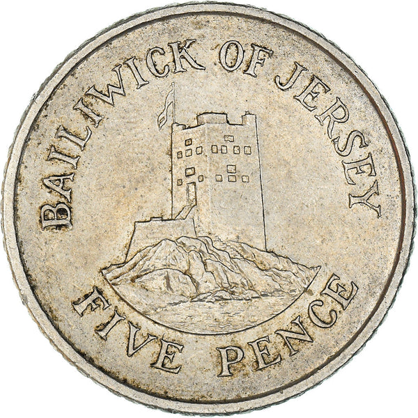 Jersey Coin Islander 5 Pence | Queen Elizabeth II | Seymour Tower | KM105 | 1998 - 2012