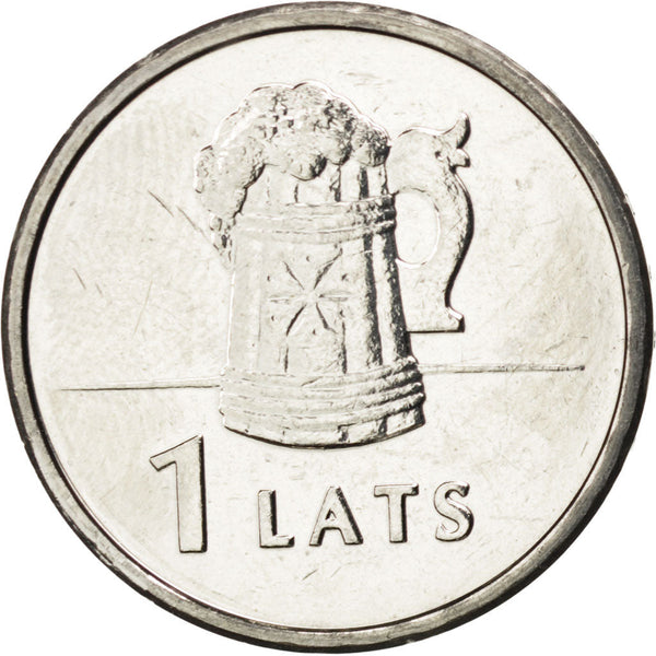Latvia Coin Latvian 1 Lats | Beer Mug | KM119 | 2011