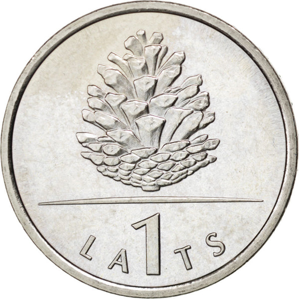 Latvia Coin Latvian 1 Lats | Pinecone | KM74 | 2006