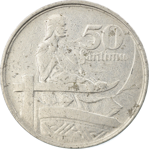 Latvia Coin Latvian 50 Santimu | Ribbon | Boat | KM6 | 1922