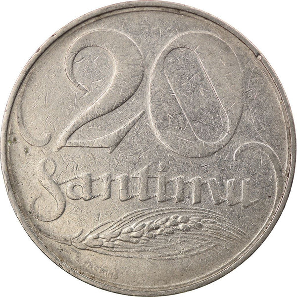 Latvian | 20 Santimu Coin | Latvia | Wheat Sprig | KM5 | 1922