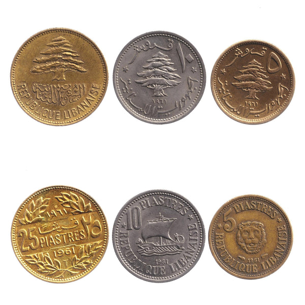 Lebanon 3 Coins: 5, 10, 25 Piastres 1961