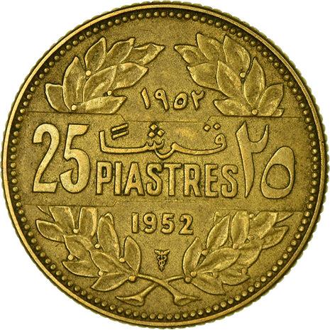 Lebanon Coin 25 Qirshā | Cedar Tree | Olive | KM16 | 1952 - 1961