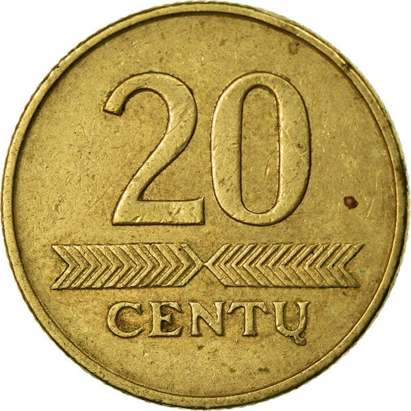 Lithuania Coin Lithuanian 20 Centų | Vytis | Knight | Horse | KM107 | 1997 - 2014