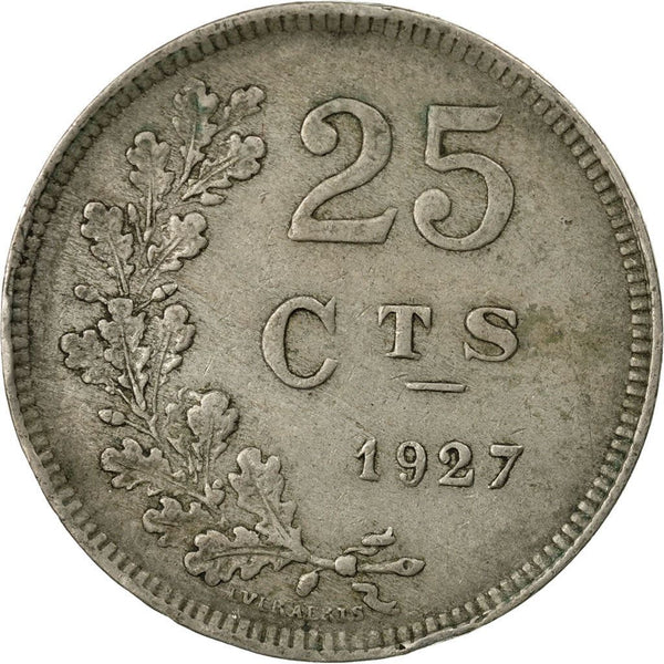Luxembourg 25 Centimes Coin | Grand Duchess Charlotte | 1927