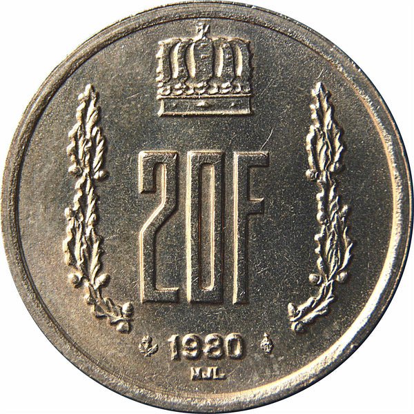 Luxembourg Coin Luxembourger 20 Francs | Prince Jean | KM58 | 1980 - 1983