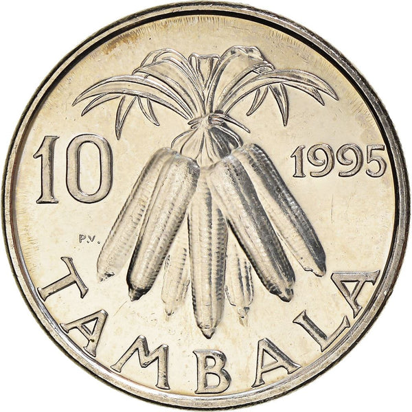Malawi 10 Tambala Coin | President Bakill Muluzi | Corn | KM27 | 1995 - 2003