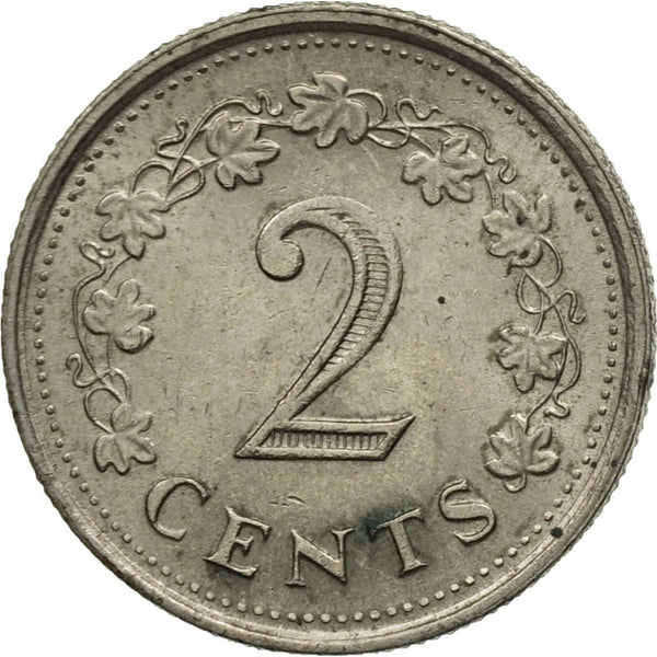 Malta Coin Maltese 2 Cents | Penthesilea Amazons Queen | KM9 | 1972 - 1982