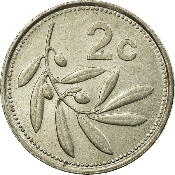Malta Coin Maltese 2 Cents | Sun | Luzzu Boat | KM79 | 1986