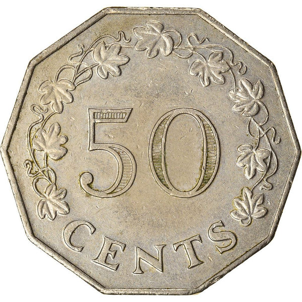 Malta Coin Maltese 50 Cents Coin | Great Siege Monument | KM12 | 1972 - 1981