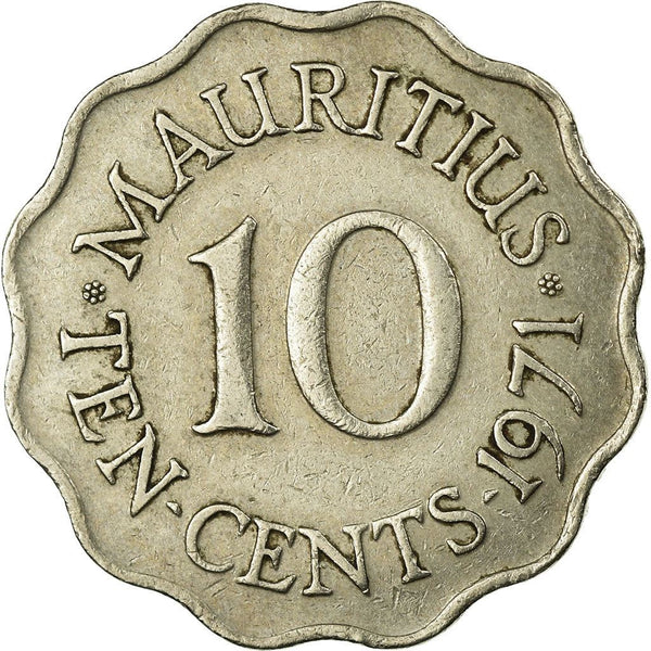 Mauritius 10 Cents Coin | Queen Elizabeth II | KM33 | 1954 - 1978