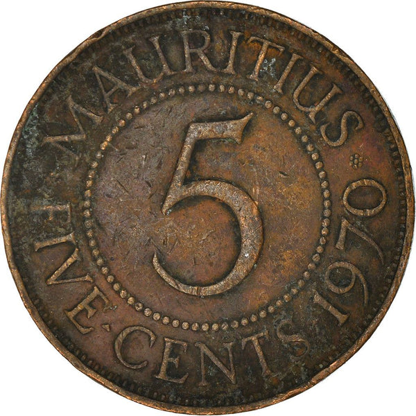 Mauritius 5 Cents Coin | Queen Elizabeth II | KM34 | 1956 - 1978