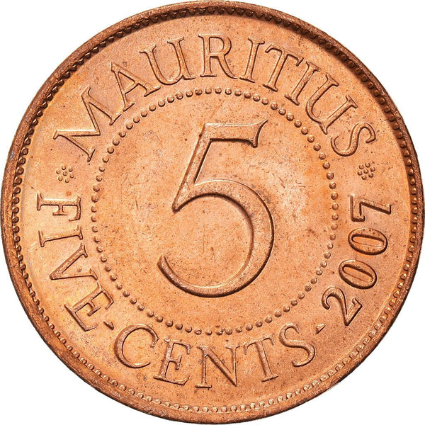Mauritius 5 Cents - Seewoosagur Ramgoolam Coin | KM52 | 1987 - 2017