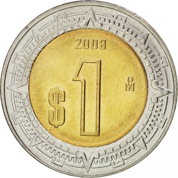 Mexico 1 Peso Coin | Aztec calendar | Piedra del Sol | Golden Eagle| Ring of Splendor | KM603 | 1996 - 2021