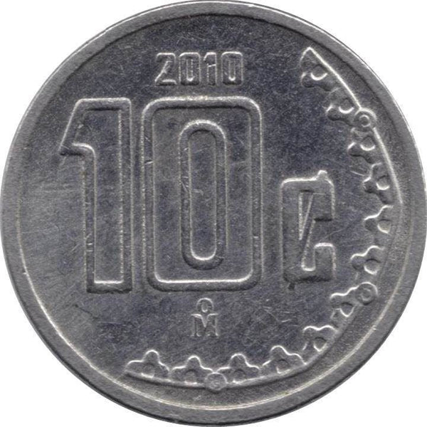 Mexico 10 Centavos Coin | Anillo del Sacrificio | Aztec calendar | KM934 | 2009 - 2019
