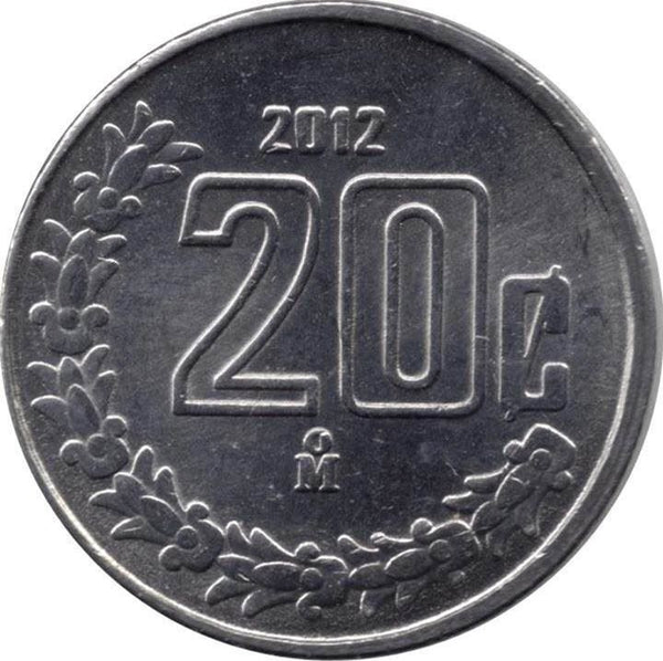 Mexico 20 Centavos | Mexico emblem | Eagle | Aztec calendar Coin | KM935 | 2009 - 2021
