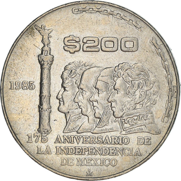 Mexico | 200 Pesos Coin | 175th Independence Anniversary | Ignacio Allende | KM509 | 1985