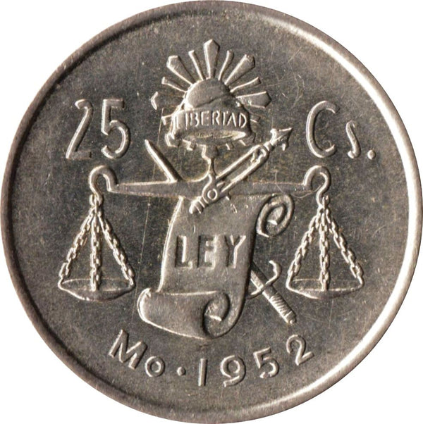 Mexico 25 Centavos | Liberty cap | Silver Coin | KM443 |1950 - 1953