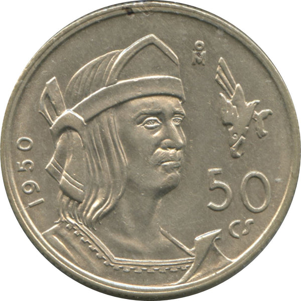 Mexico 50 Centavos Coin | King Cuauhtemoc | Eagle | Wreth | Silver | KM449 | 1950 - 1951