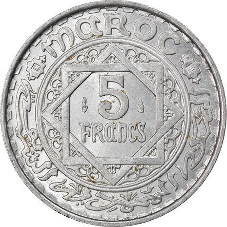 Morocco | 5 Francs Coin | Mohammed V | Y48 | 1951