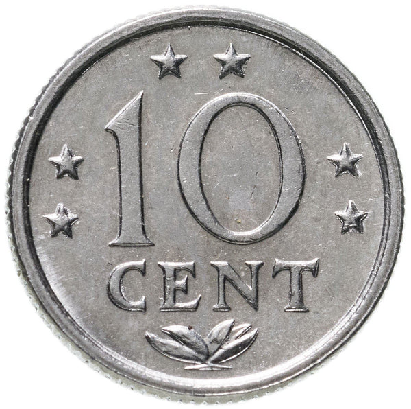 Netherlands Antilles 10 Cents Coin | Queen Juliana | Beatrix | KM10 | 1970 - 1985