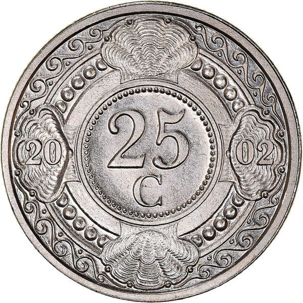 Netherlands Antilles 25 Cents Coin | Queen Beatrix | King Willem Alexander | Orange Blossom | KM35 | 1989 - 2016
