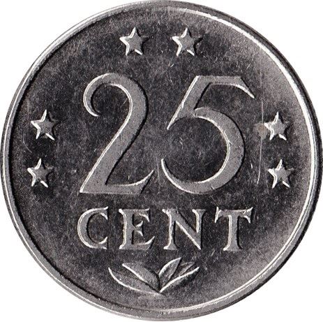 Netherlands Antilles 25 Cents Coin | Queen Juliana | Queen Beatrix | KM11 | 1970 - 1985