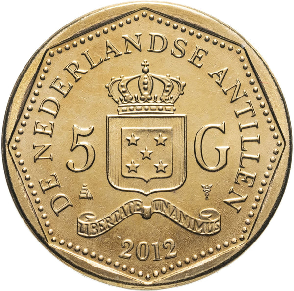 Netherlands Antilles | 5 Gulden Coin | Queen Beatrix | KM43 | 1998 - 2013