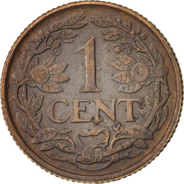 Netherlands Coin 1 Cent | Queen Wilhelmina | Lion | KM152 | 1913 - 1941