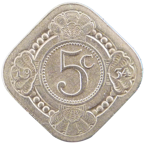 Netherlands Coin 5 Cents | Queen Wilhelmina | KM153 | 1913 - 1940