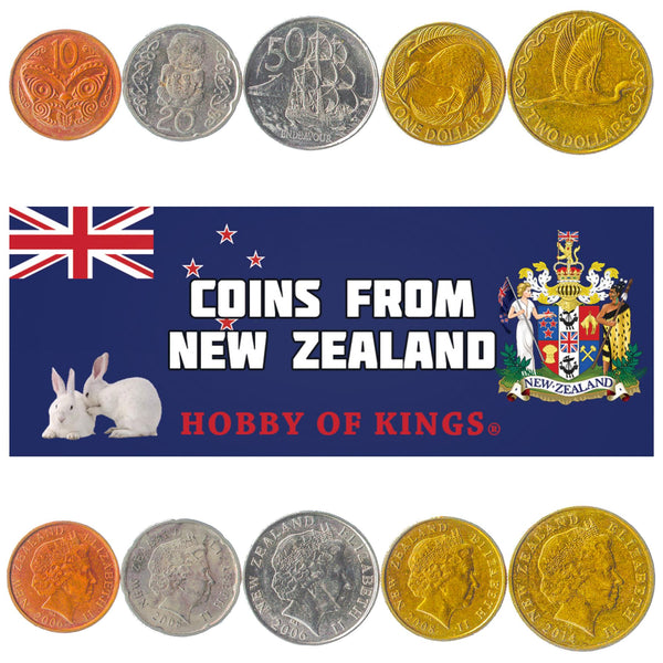 New Zealand 5 Coin Set 10 20 50 Cents 1 2 Dollars | 2006 - 2021